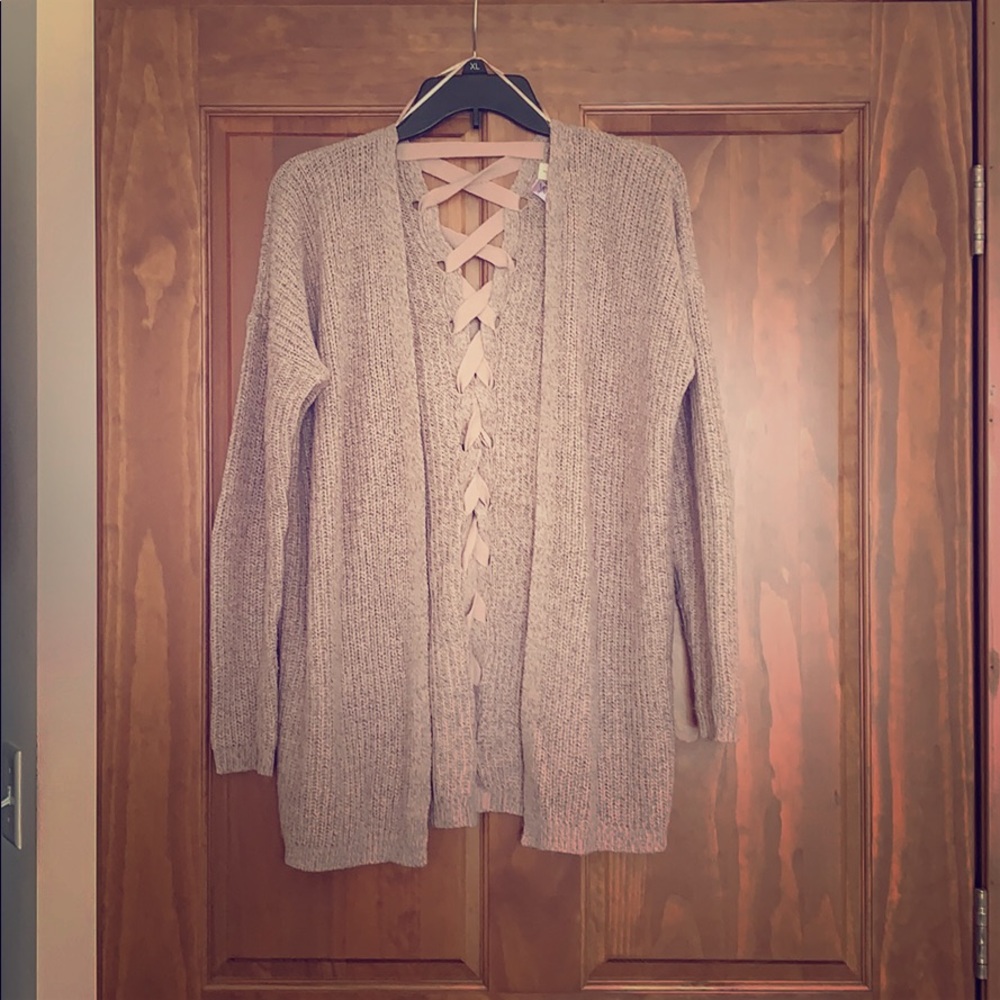 Lace up cardigan